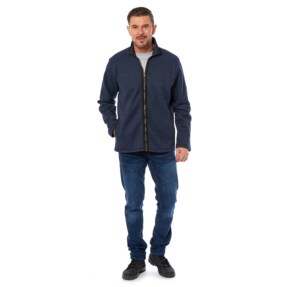 Mens Waffle Full Zip Jacket with Side Pockets  (Size L) - Navy