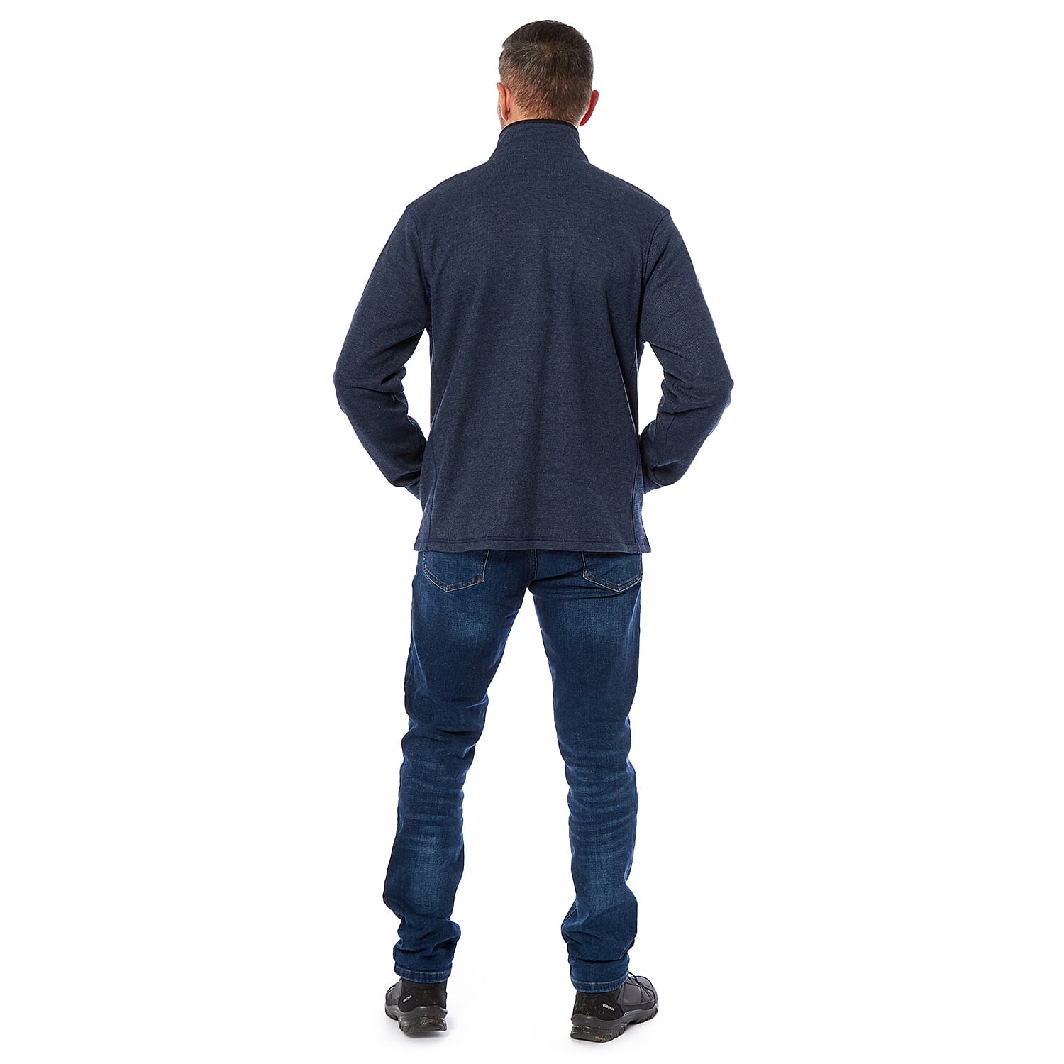Mens Waffle Full Zip with Side Welt Pocket (Size XXXL) - Navy