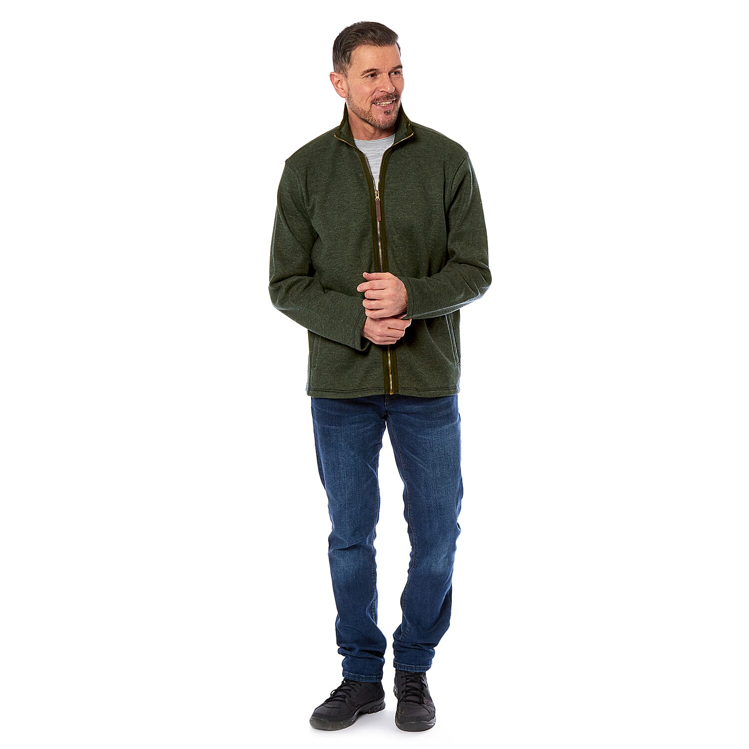 Mens Waffle Full Zip with Side Welt Pocket (Size XXXL) - Olive