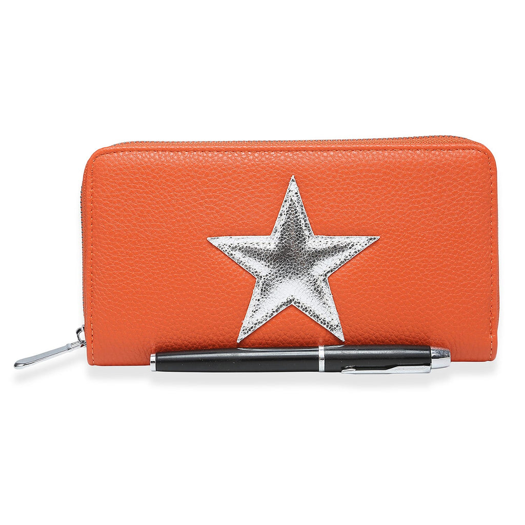 Close Out Deal - House of Milano - Metallic Star Long Wallet - Orange