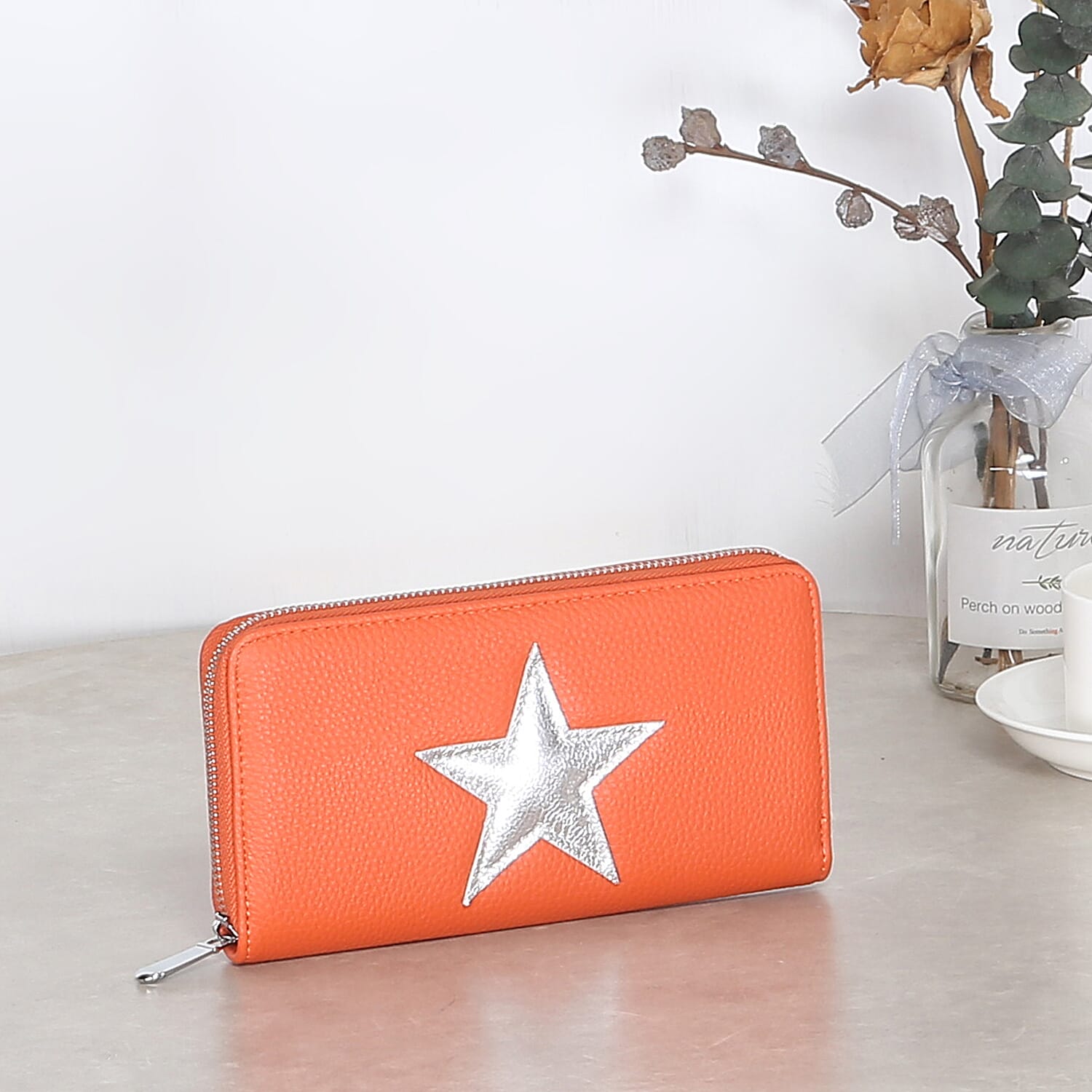 Close Out Deal - House of Milano - Metallic Star Long Wallet - Orange