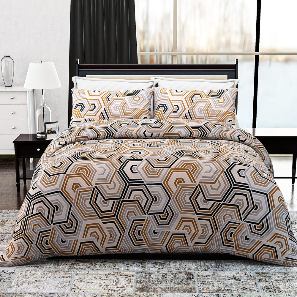 Hush Heaven 3-Piece Printed Duvet Set with Pillow Covers - Storage Bag (Size Double) - Multicolor