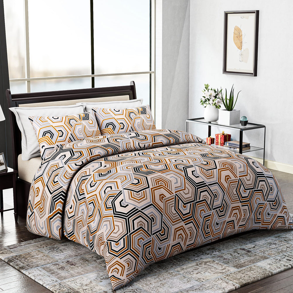 Hush Heaven 3-Piece Printed Duvet Set with Pillow Covers - Storage Bag (Size Double) - Multicolor