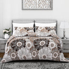 Hush Heaven 3-Piece Printed Duvet Set with Pillow Covers - Storage Bag (Size King) - Light - Dark Brown