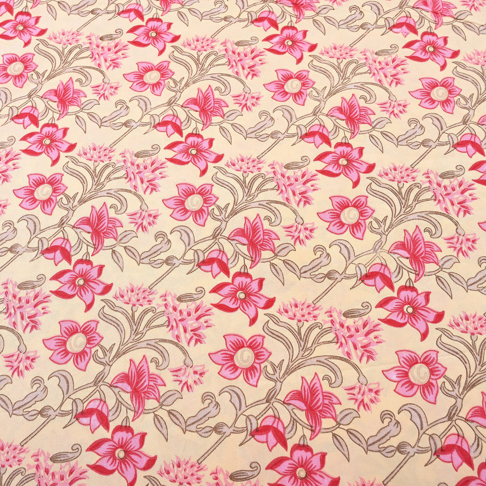 Hush Heaven 3-Piece Printed Duvet Set with Pillow (Size King) - Beige - Pink