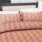 Hush Heaven 3-Piece Printed Duvet Set with Pillow (Size King) - Beige - Pink