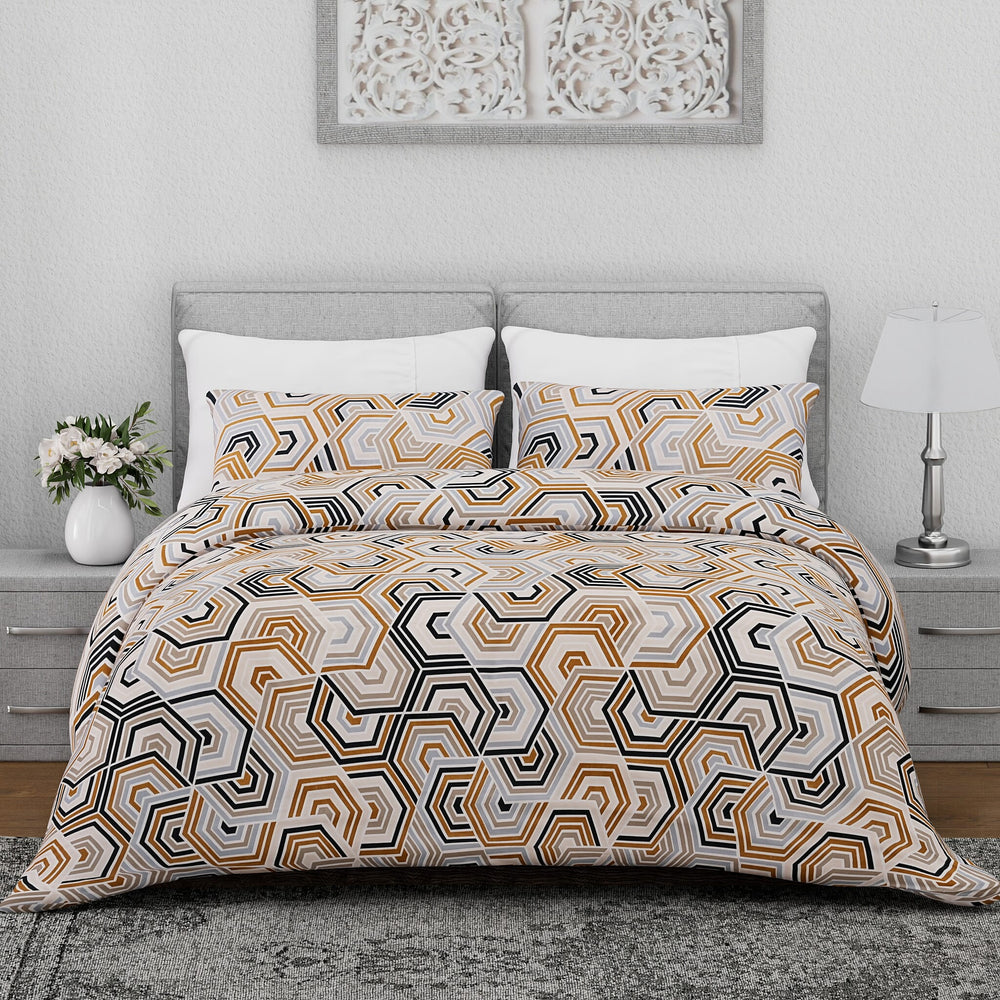Hush Heaven 3-Piece Printed Duvet Set with Pillow Covers - Storage Bag (Size King) - Multicolor