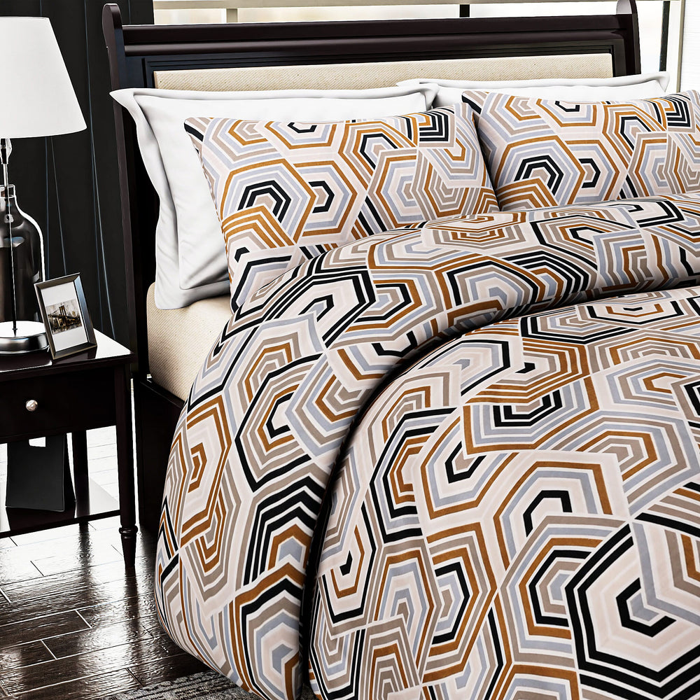 Hush Heaven 3-Piece Printed Duvet Set with Pillow Covers - Storage Bag (Size King) - Multicolor