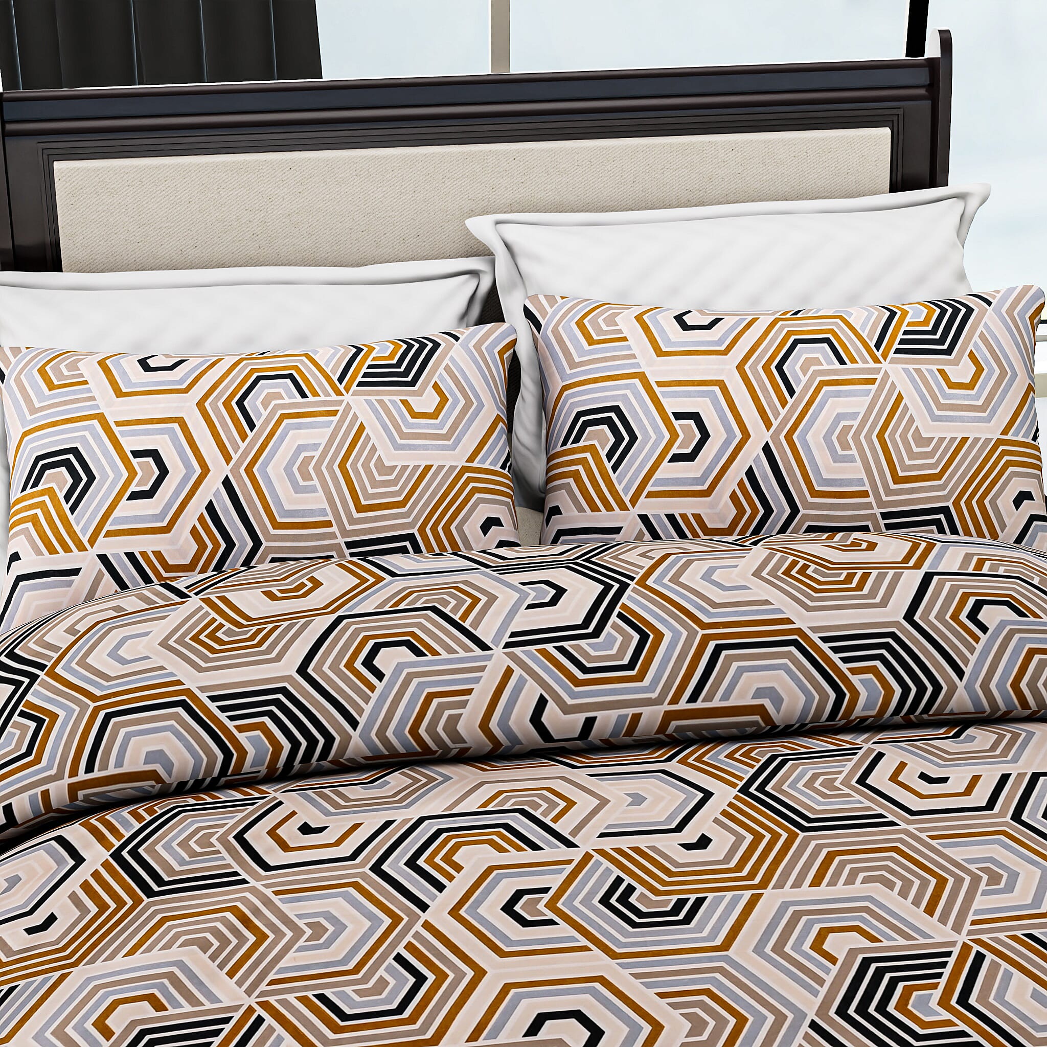 Hush Heaven 3-Piece Printed Duvet Set with Pillow Covers - Storage Bag (Size King) - Multicolor