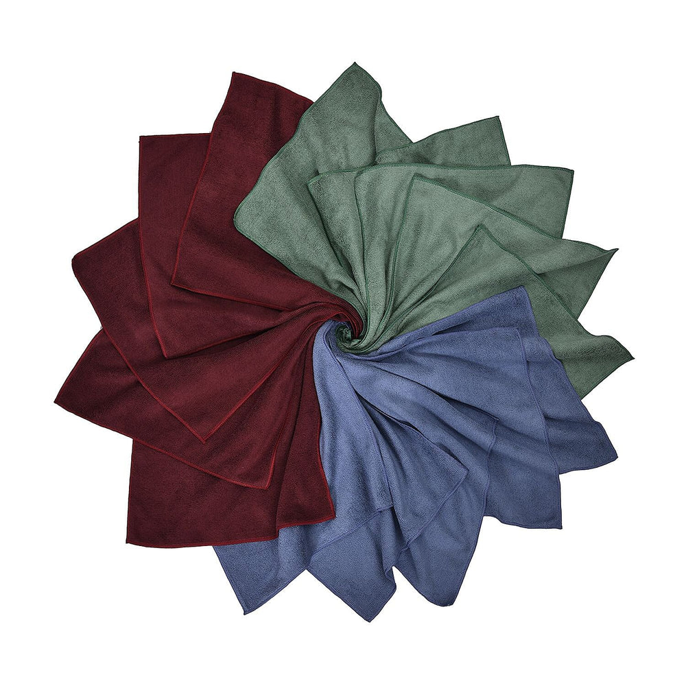 Microfibre Super Absorbing Cleaning Cloth (Set of 15 pcs) - Size-40x40cm (Grey, Wine, Green)
