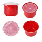 Microwave Rice Cooker with Rice Spoon (2.6L) - Red (Cook or Reheat with Built in Steam Vents and Lid)
