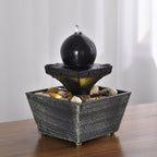 Sphere Ball Mini Water Fountain with LED Light (Size - 17x12x12cm)
