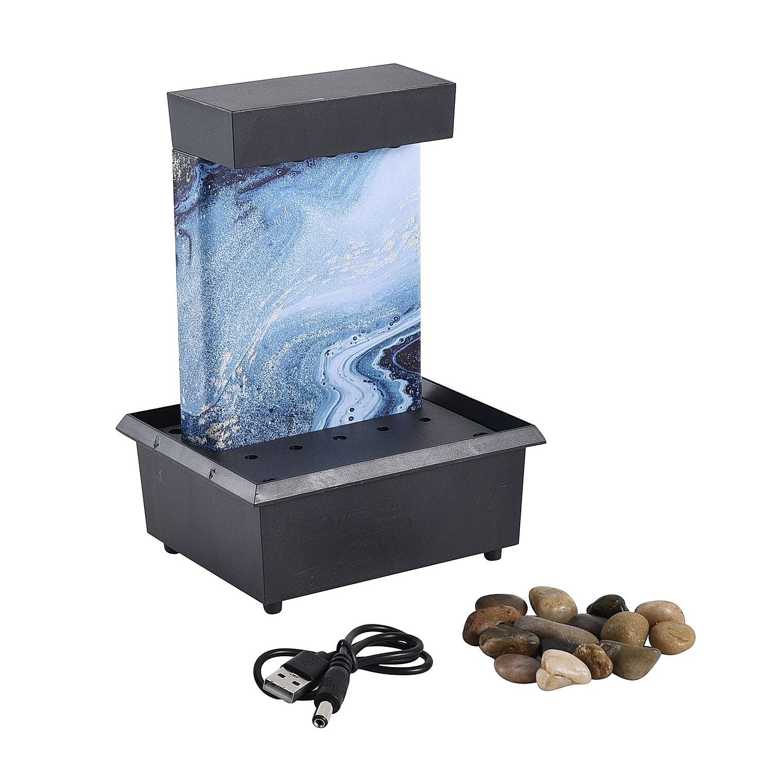 Waterfall Water Fountain with LED Light  (2 AA Battery, Not Included)