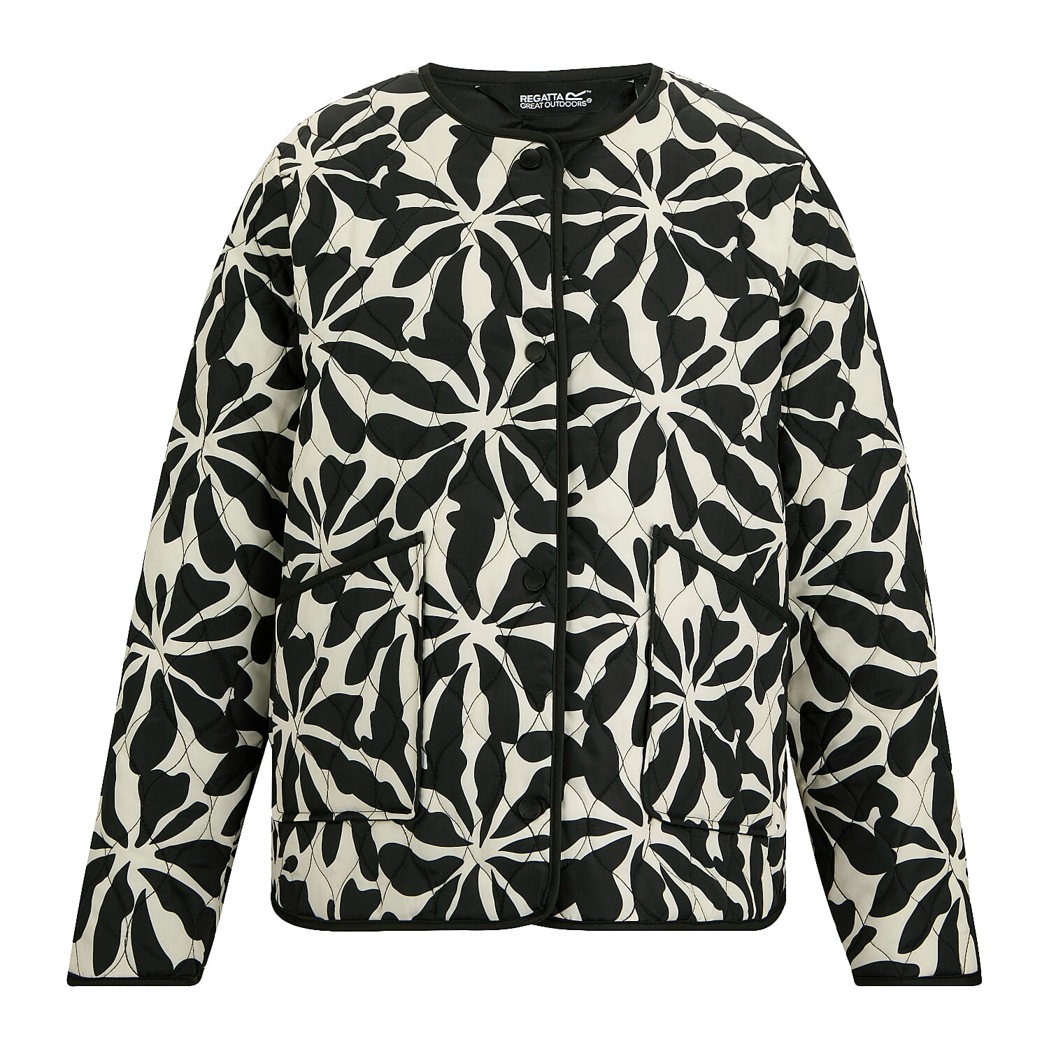 Regatta Womens Floral Quilted Jacket with Water-Repellent Finish and Pockets (Size 12) - Beige