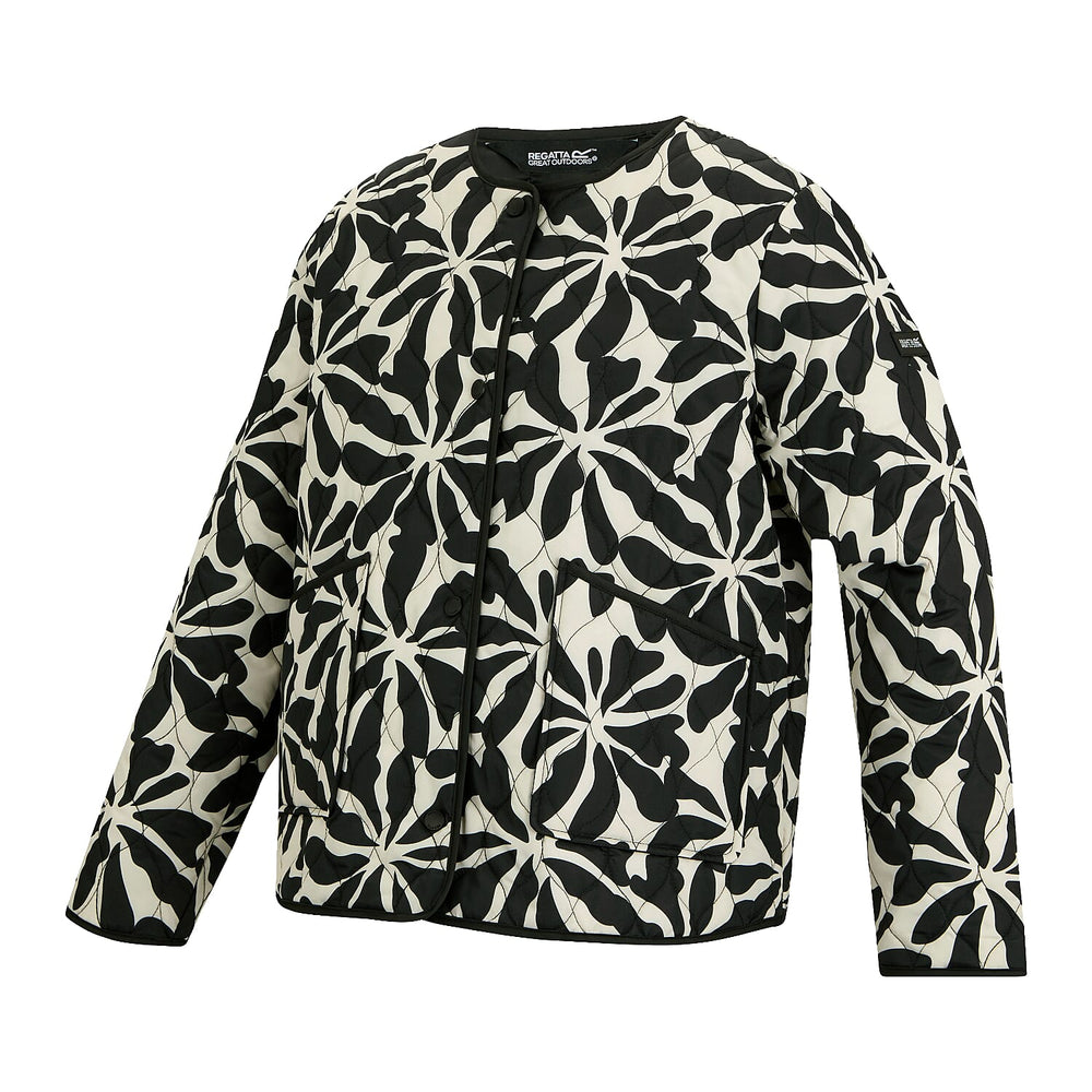 Regatta Womens Floral Quilted Jacket with Water-Repellent Finish and Pockets (Size 12) - Beige