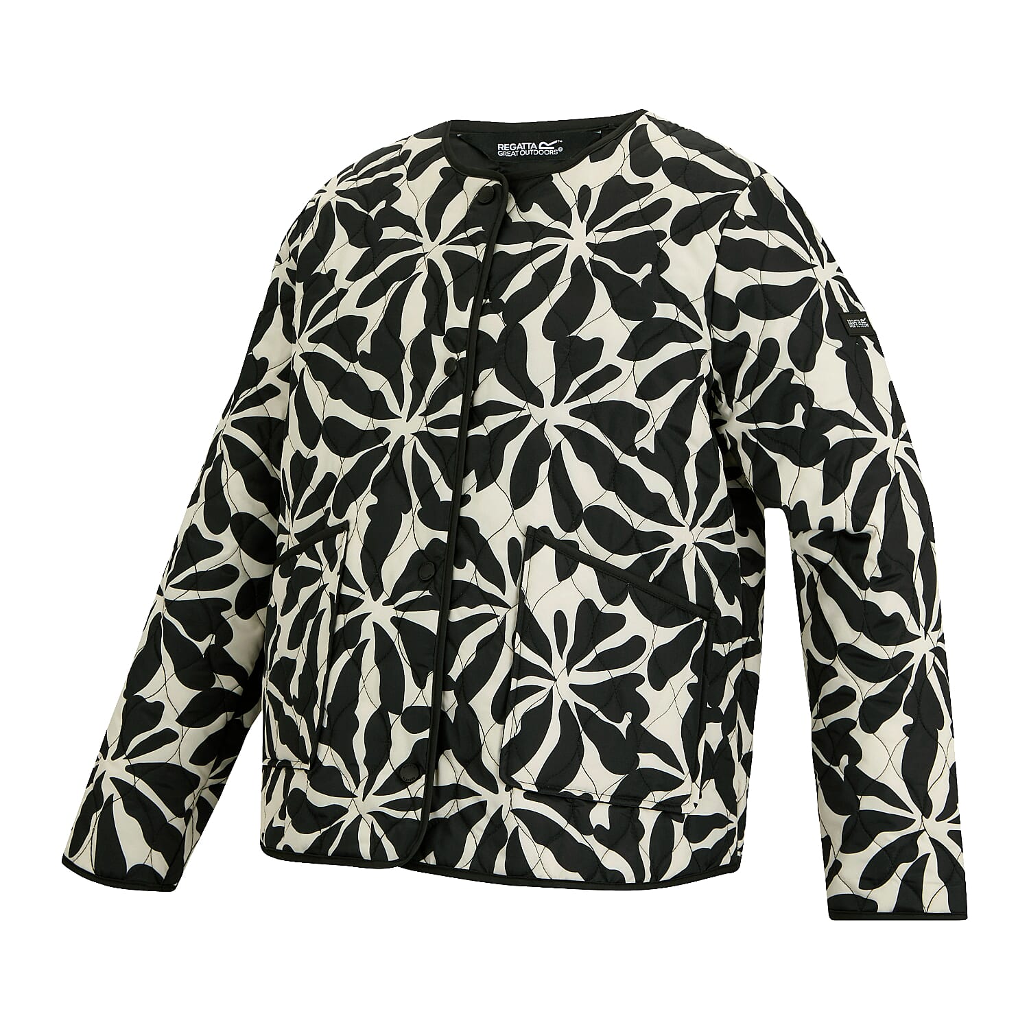 Regatta Womens Floral Quilted Jacket with Water-Repellent Finish and Pockets (Size 12) - Beige
