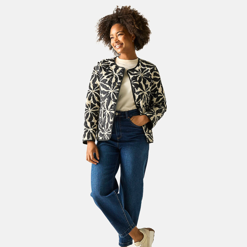 Regatta Womens Floral Quilted Jacket with Water-Repellent Finish and Pockets (Size 20) - Beige