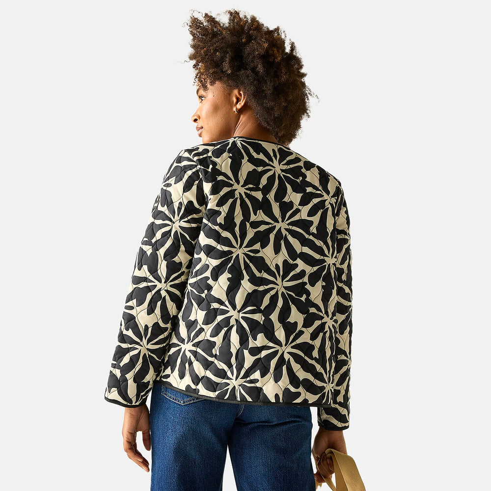Regatta Womens Floral Quilted Jacket with Water-Repellent Finish and Pockets (Size 20) - Beige