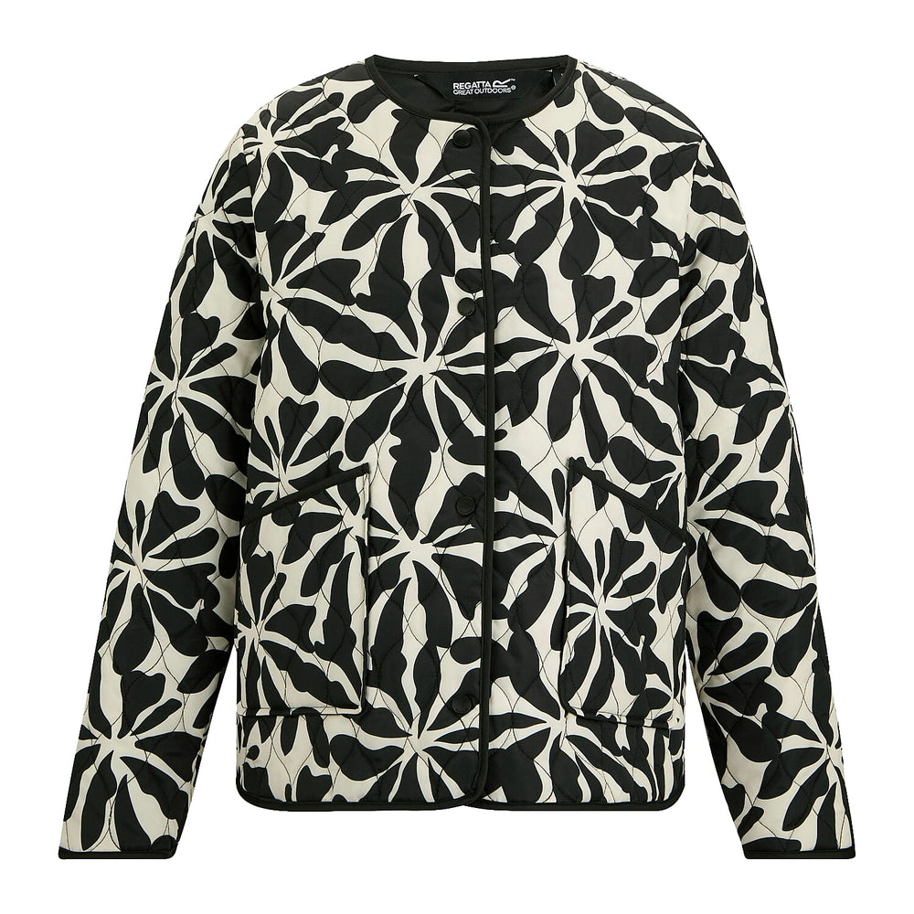 Regatta Womens Floral Quilted Jacket with Water-Repellent Finish and Pockets (Size 20) - Beige