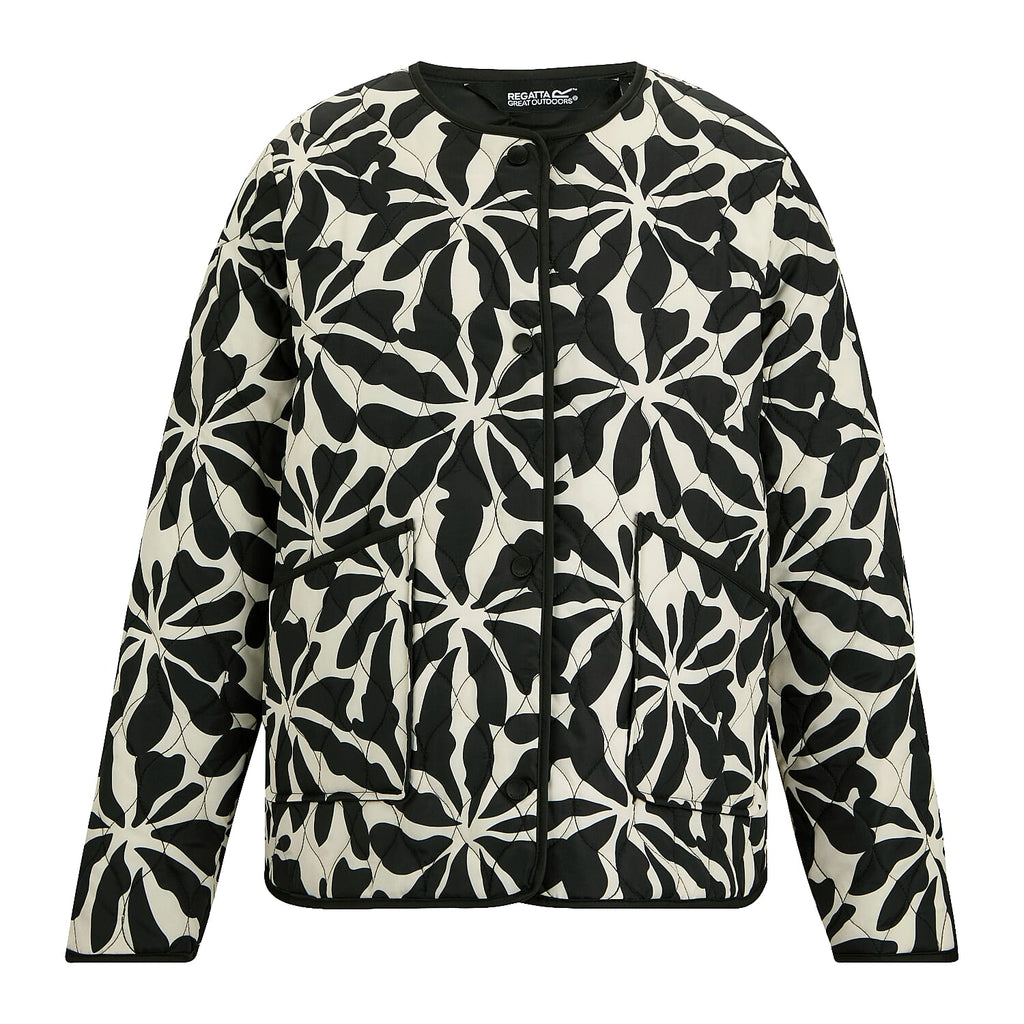 Regatta Womens Floral Quilted Jacket with Water-Repellent Finish and Pockets (Size 20) - Beige