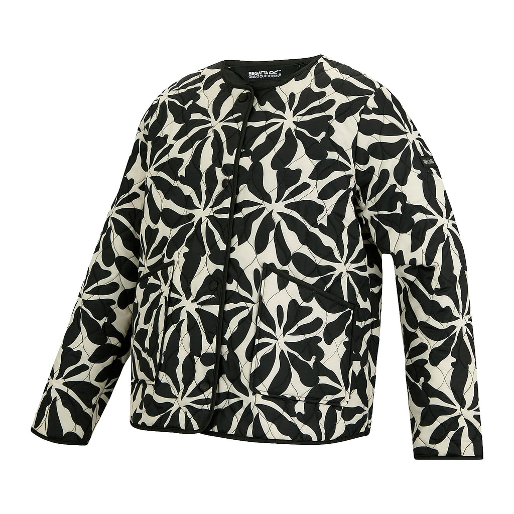 Regatta Womens Floral Quilted Jacket with Water-Repellent Finish and Pockets (Size 20) - Beige