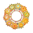 Colourful Beaded Iron Floral Wall Mirror (44x44x3cm) - Yellow - Multicolor