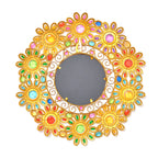 Colourful Beaded Iron Floral Wall Mirror (44x44x3cm) - Yellow - Multicolor