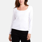 Misumi Scoop Neck Ribbed Long Sleeve Top (Size - One Size) - Ivory