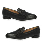 Spot On Ladies Croc Pattern Wide Fitting Loafers (Size - 3) - Black