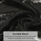30% Silk and Modal Printed Scarf (Size - One Size) - Black