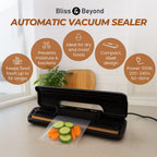 Money Saving Homesmart Automatic Vacuum Sealer Machine For Food Preservation with 30 Pcs Vacuum Bags (220-240v) - Black