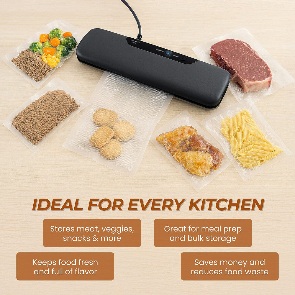 Money Saving Homesmart Automatic Vacuum Sealer Machine For Food Preservation with 30 Pcs Vacuum Bags (220-240v) - Black
