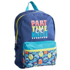 Monster Print Medium Backpack Mesh Pocket & Dual Zippers with Adjustable Straps - Green & Blue