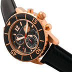 Morphic M51 Series Quartz Movt. 10ATM WR Black Dial with Rose Case Mens Watch with Black Leather Strap