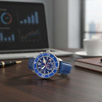 Morphic M51 Series Quartz Movt. 10ATM WR Blue Dial with Silver Case Mens Watch with Blue Leather Strap