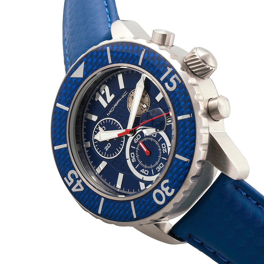 Morphic M51 Series Quartz Movt. 10ATM WR Blue Dial with Silver Case Mens Watch with Blue Leather Strap