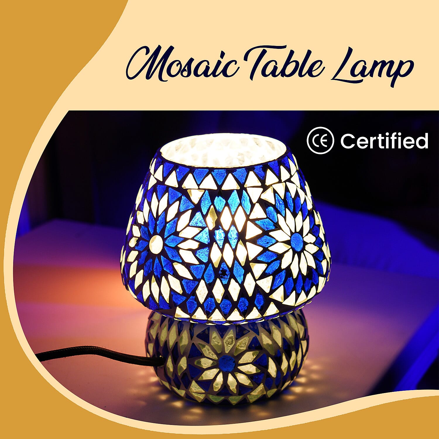 Mosaic Vintage Table Lamp (Size 16x15 cm) - Blue