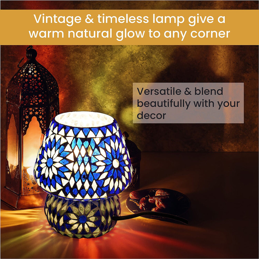 Mosaic Vintage Table Lamp (Size 16x15 cm) - Blue