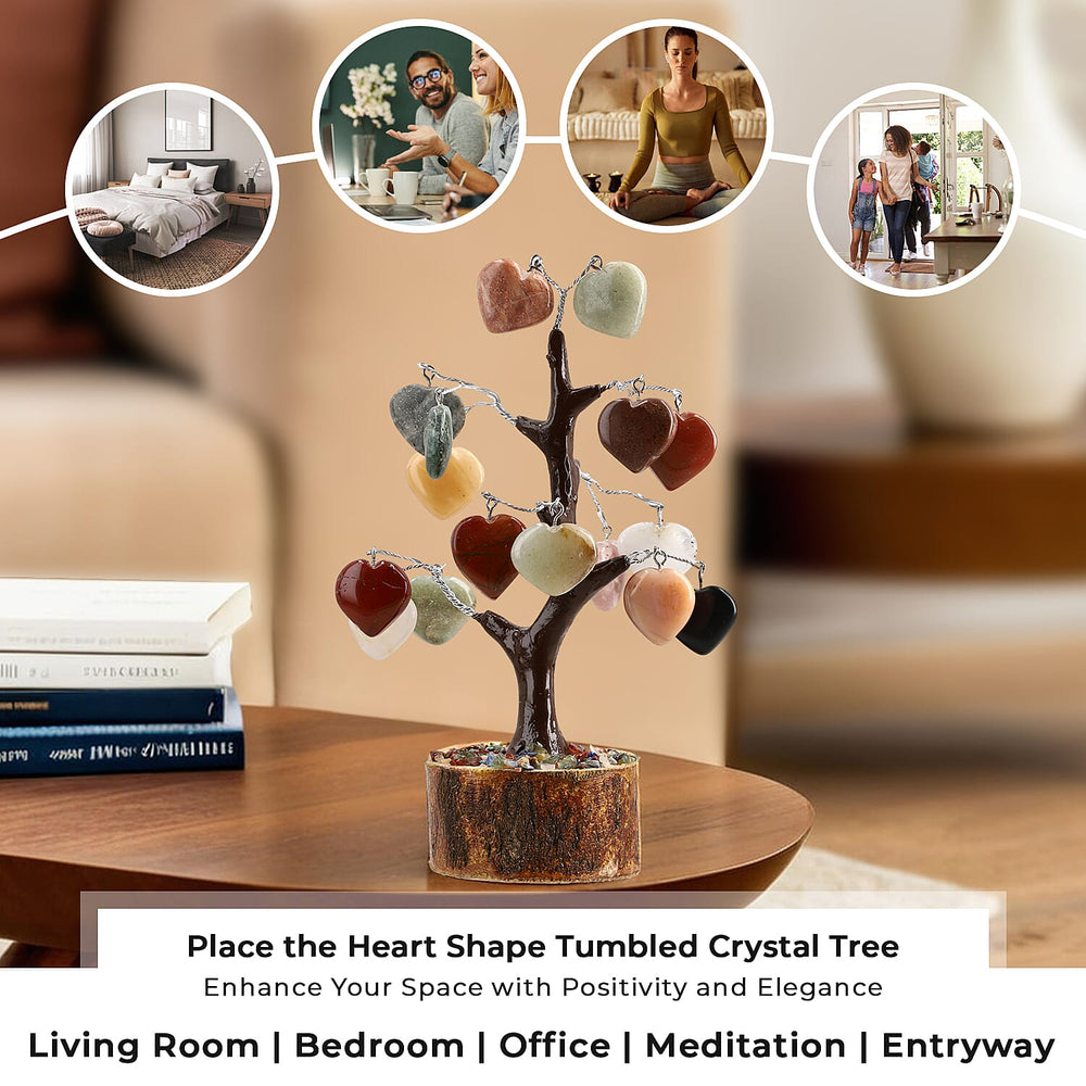 Mothers Day Gift Idea - Heart Shape Gemstone Tree of Life Ornament (Size 23 Cm)
