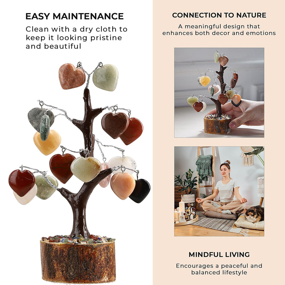Mothers Day Gift Idea - Heart Shape Gemstone Tree of Life Ornament (Size 23 Cm)