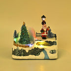 Musical Light up Christmas Village Scene with Rotating Christmas Tree and Santa