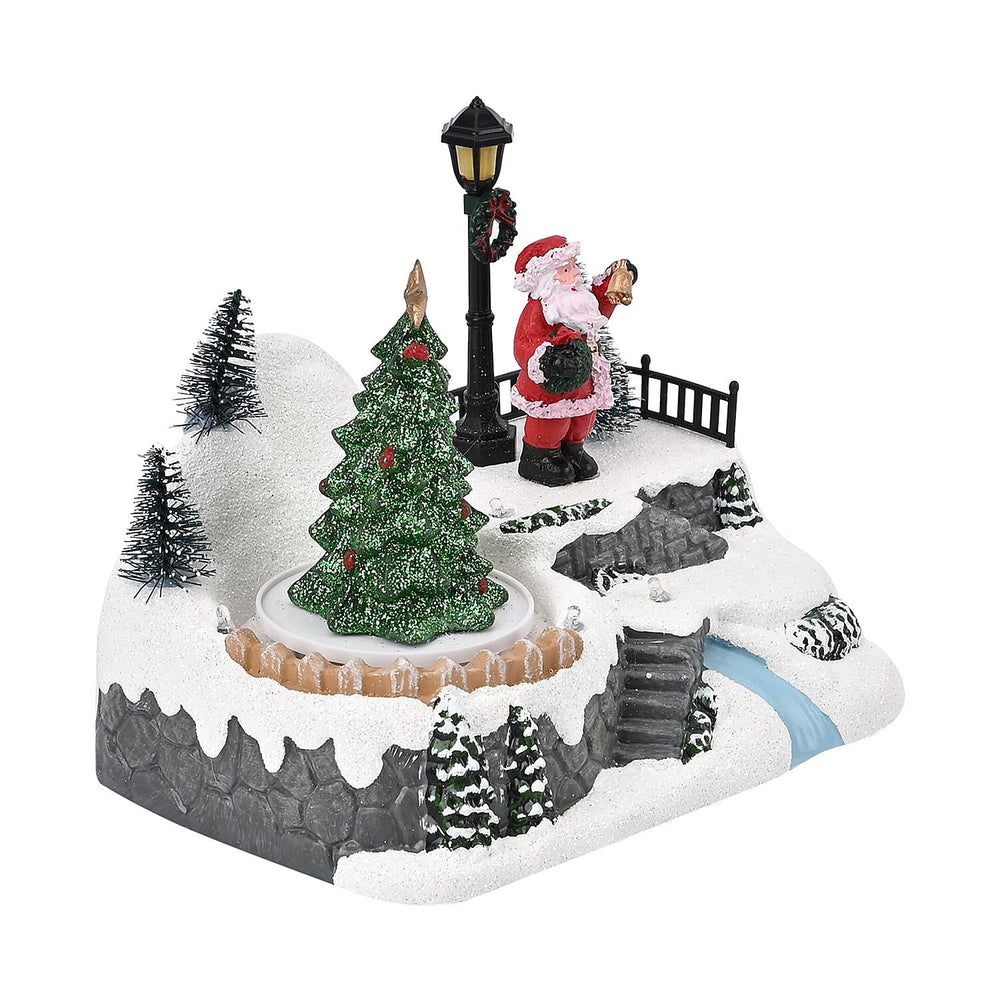 Musical Light up Christmas Village Scene with Rotating Christmas Tree and Santa