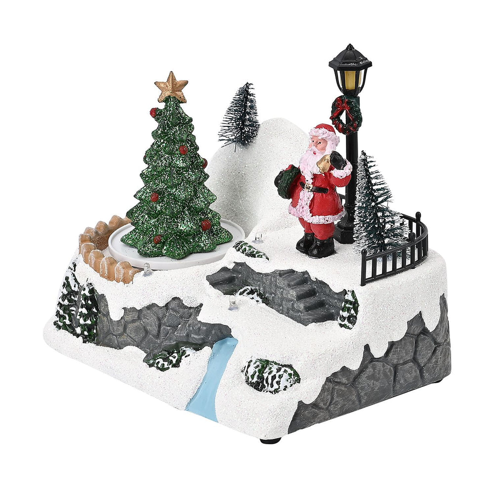 Musical Light up Christmas Village Scene with Rotating Christmas Tree and Santa