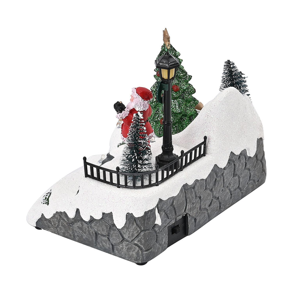 Musical Light up Christmas Village Scene with Rotating Christmas Tree and Santa