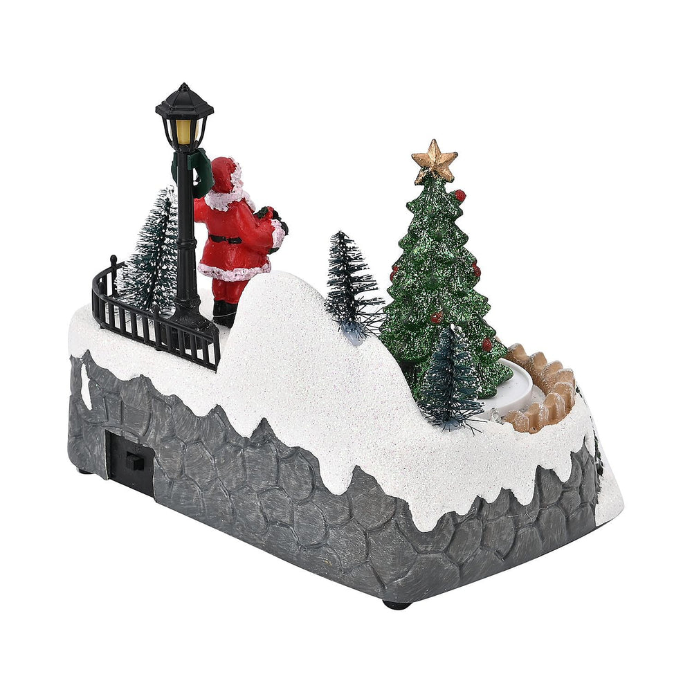 Musical Light up Christmas Village Scene with Rotating Christmas Tree and Santa
