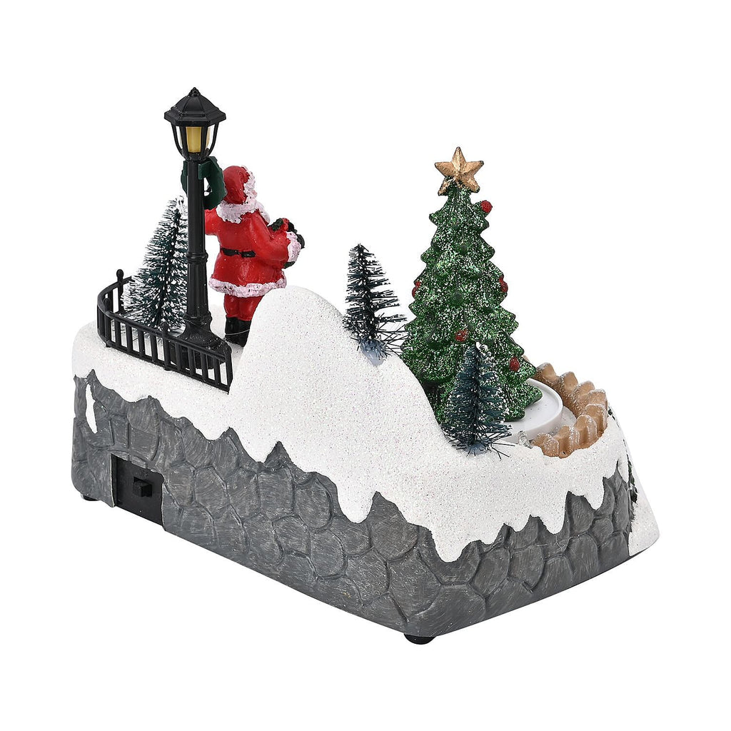 Musical Light up Christmas Village Scene with Rotating Christmas Tree and Santa