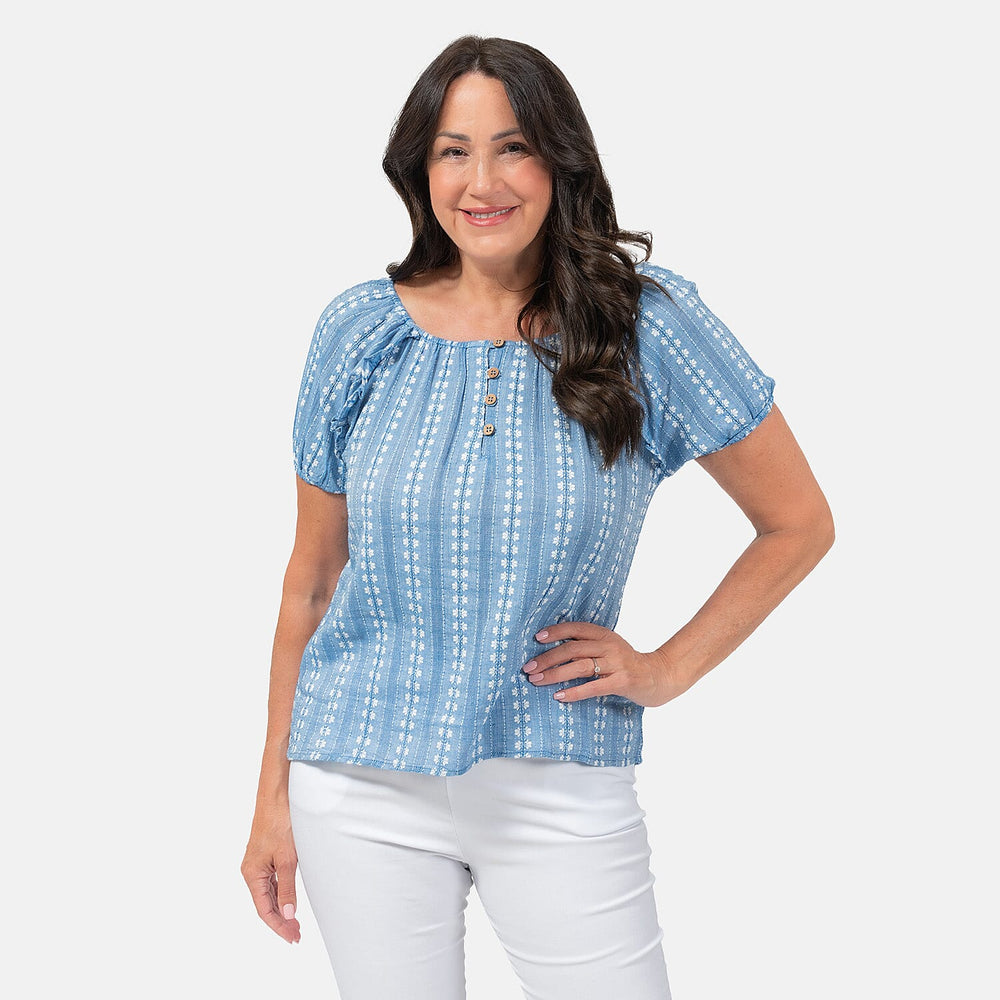 Mudflower Polyester Top (Size 1x1 cm) - Blue