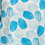 Mudflower 100% Cotton Dark Blue Leaf Print Scoop Neck Top with 3-4 Sleeves (Size 12) - Sky Blue Base