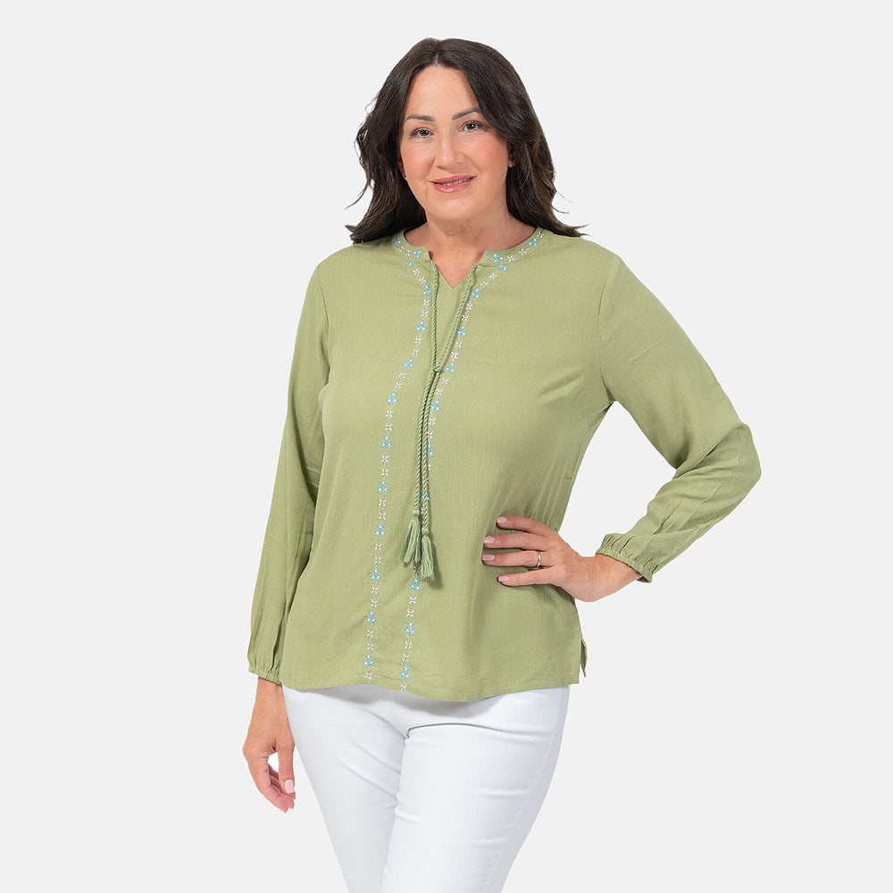 Mudflower Viscose Blouse (Size 1x1 cm) - Sage
