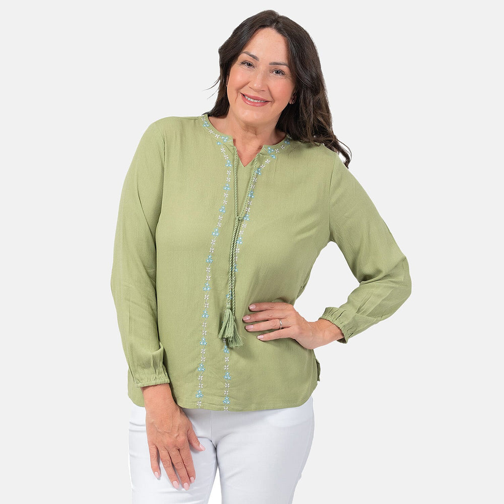 Mudflower Viscose Blouse (Size 1x1 cm) - Sage